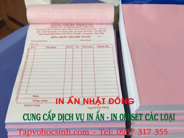 in hoá đơn bán lẻ 2 liên
