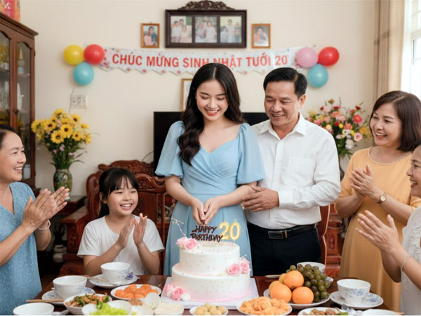 Sinh nhật 20 tuổi của cô con gái bên gia đình hạnh phúc